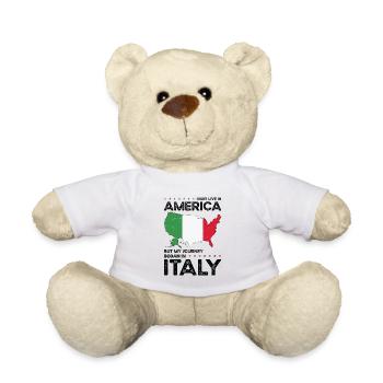 Born Italian Italy American USA Citizenship - Teddy Bear - white - Front