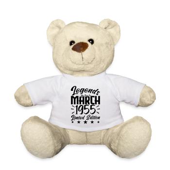 Naissance En Mars 1955. Cadeau d'anniversaire mars - Nounours - blanc - Devant