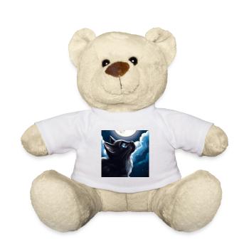 Cat looking at the moom at night - Teddy Bear - white - Front