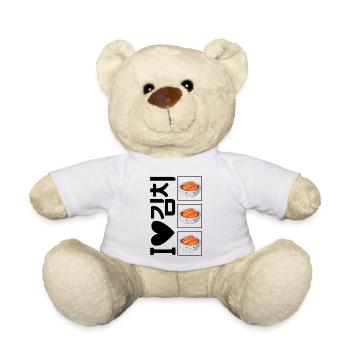 Korea Shirt, 김치 I Love Kimchi Hangul Tee, Korean - Teddy Bear - white - Front