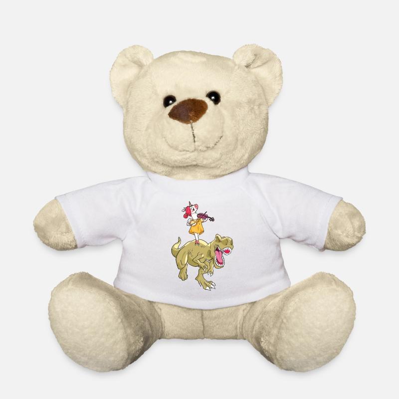 Einhorn reitet T-Rex - Teddy - Weiß