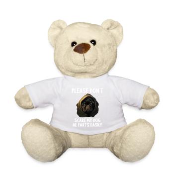 Please don't scare my dog Pug - Teddy Bear - white - Front