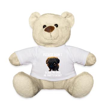 Please don't scare my dog Pug - Teddy Bear - white - Front