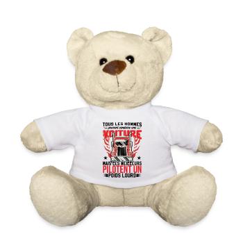 Hommes Camion Routier Humour Benne Camionneur - Nounours - blanc - Devant