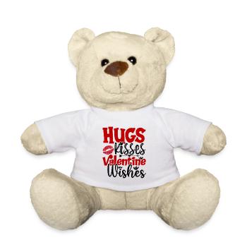 Hugs Kisses Valentine Wishes - Valentine's Day - Teddy Bear - white - Front