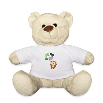 Aromantic Flag Balloon Hearts Pride LGBTQ Monkey - Teddy Bear - white - Front