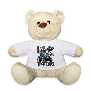Je joue toujours avec des tracteurs bleus cool - Nounours - blanc - Devant