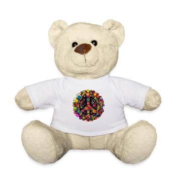 Hippie Festival Love Vintage Peace Sign - Teddy Bear - white - Front