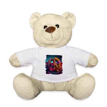 Hippie Festival Love Vintage Peace Sign - Teddy Bear - white - Front