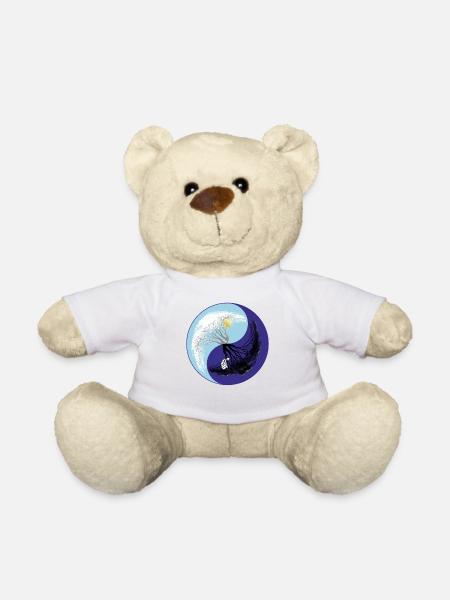Yin Yang mit Baum - Grafik - heilige Geometrie - Teddy - Weiß