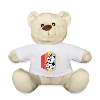 Yorkie Dog Retro Hexagon Vintage - Teddy Bear - white - Front