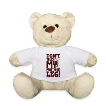 Ne touchez pas à ma prothèse - prothèse de jambe - Nounours - blanc - Devant