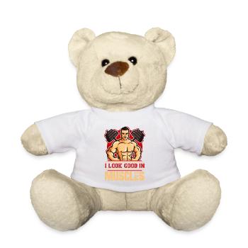 Ich schau gut aus mit Muskeln - Teddy - Weiß - Vorne