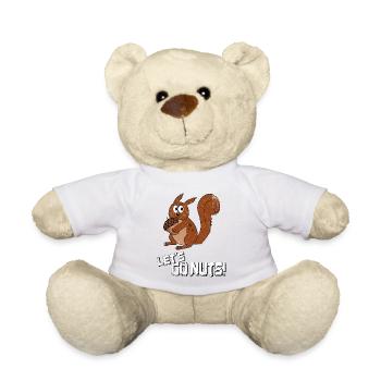 Lets Go Nuts, Funny Squirrel Pun - Teddy Bear - white - Front