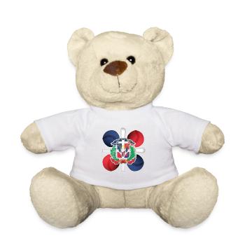 Dominikanische Republik Flagge Baseballschläger Pelota - Teddy - Weiß - Vorne