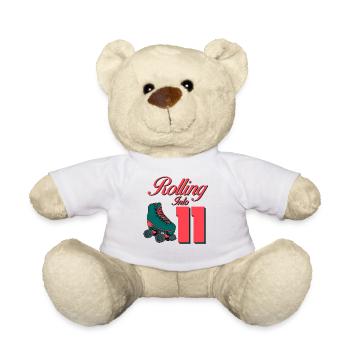 Roller skating birthday 11 years old - Teddy Bear - white - Front