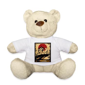 Neunschwänziger Fuchs Japanische Retro Kunst - Teddy - Weiß - Vorne