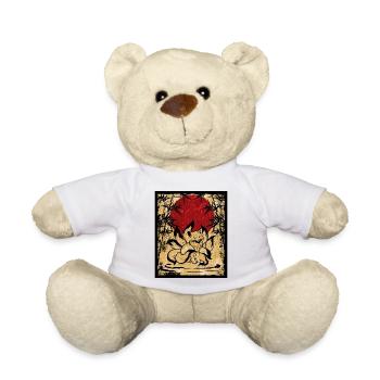 Neunschwänziger Fuchs Japanische Retro Kunst - Teddy - Weiß - Vorne