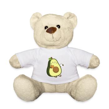 Avocado cat eating cookie and drinking milk - Teddy Bear - white - Front