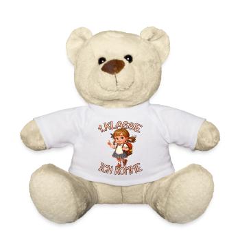 1. Klasse Ich komme Einschulung Mädchen - Teddy - Weiß - Vorne
