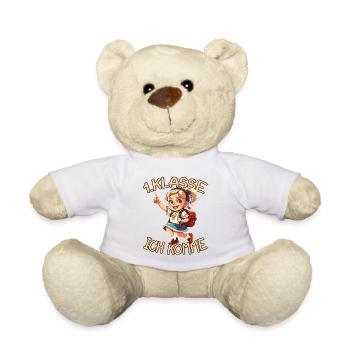 1. Klasse Ich komme Einschulung Mädchen - Teddy - Weiß - Vorne