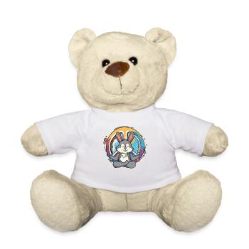 Hippie Hase Friedenszeichen Yoga Cool Hase Lustig - Teddy - Weiß - Vorne
