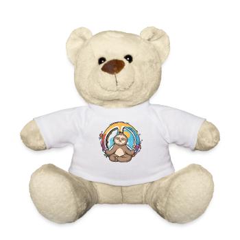 Hippie Paresseux Signe de la Paix Yoga Lazybones Hippies - Nounours - blanc - Devant