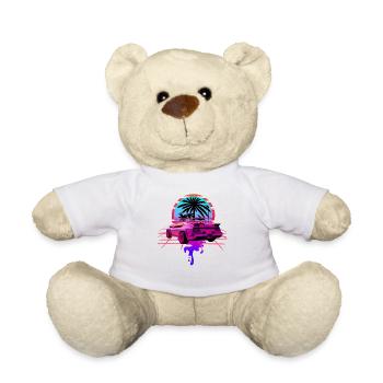 Retro Wave Sports Car 80s Vaporwave - Teddy Bear - white - Front