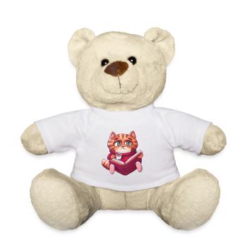 Chat Lire des livres Livre - Nounours - blanc - Devant