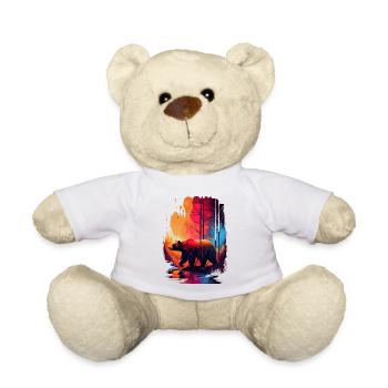 Bear In The Woods Colorful - Teddy Bear - white - Front