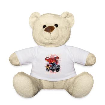 7th Birthday Kids Monster Dino Truck I' - Teddy Bear - white - Front