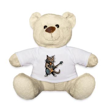 Rock Guitar Player Cat - Teddy Bear - white - Front