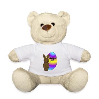Happy Easter - Easter Bunny with Easter Egg - Teddy Bear - white - Front