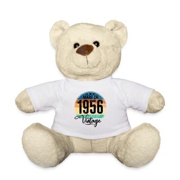 Millésime fabriqué en 1956 Année de naissance 1956 Anniversaire - Nounours - blanc - Devant