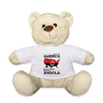 Born Angolan Angola American USA Citizenship - Teddy Bear - white - Front