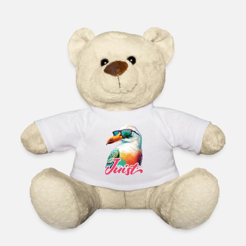 Juist Urlaub coole bunte Möwe mit Sonnenbrille - Teddy - Weiß