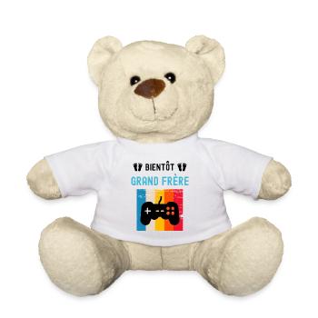 Bientôt grand frère gamer gaming grossesse - Nounours - blanc - Devant
