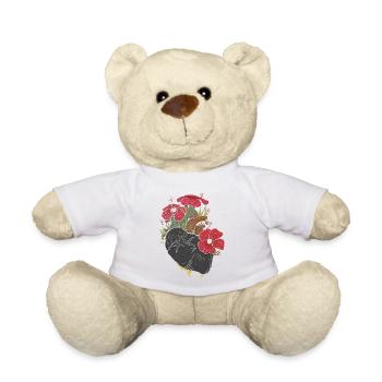 Anatomisches Herz und Blumen - Teddy - Weiß - Vorne