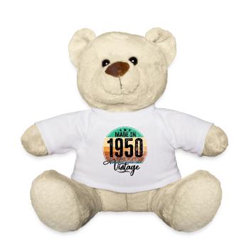 Vintage Made in 1950 Year of birth 1950 Birthday - Teddy Bear - white - Front