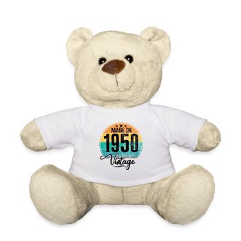 Vintage Made in 1950 Year of birth 1950 Birthday - Teddy Bear - white - Front