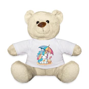 Une licorne aux cheveux arc-en-ciel - Nounours - blanc - Devant