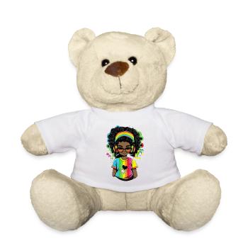 Bright reggae sweater with rainbow design - Teddy Bear - white - Front