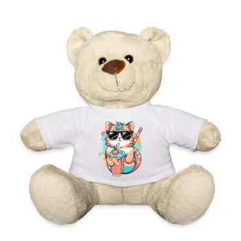 Erfrischendes Design: Eine Katze mit Sonnenbrille - Teddy - Weiß - Vorne