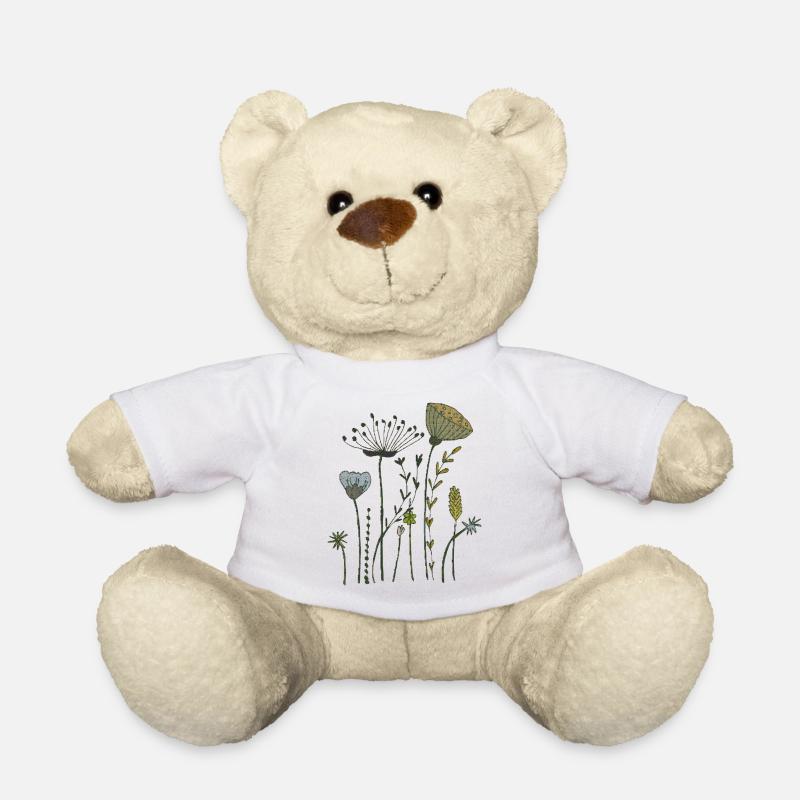 trockenblumen gewebe - Teddy - Weiß