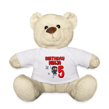 Birthday Ninja 5 Years Old Bday Party Gift Ninja - Teddy - Weiß - Vorne