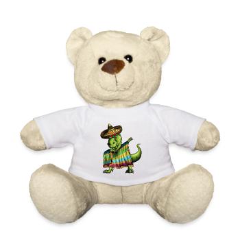 T-Rex Dino Ponscho Sombrero Mexico Dabbing Outfit - Teddy Bear - white - Front