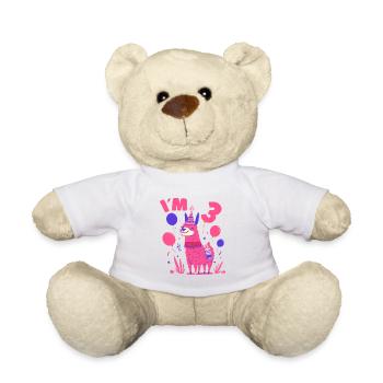 Motif d’anniversaire de lama mignon pour les filles I’m 3 idée de cadeau - Nounours - blanc - Devant
