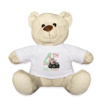 Girl's birthday 4 years I am already 4 years old - Teddy Bear - white - Front