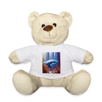Blauwal schwebt durch den Wald Surrealismus - Teddy - Weiß - Vorne