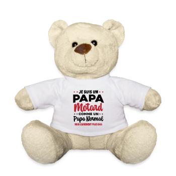 Homme Papa Motard Humour Cadeau motocycliste - Nounours - blanc - Devant